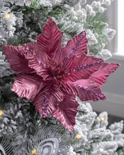 Artificial Poinsettia Flower, Pink, 28 Cm