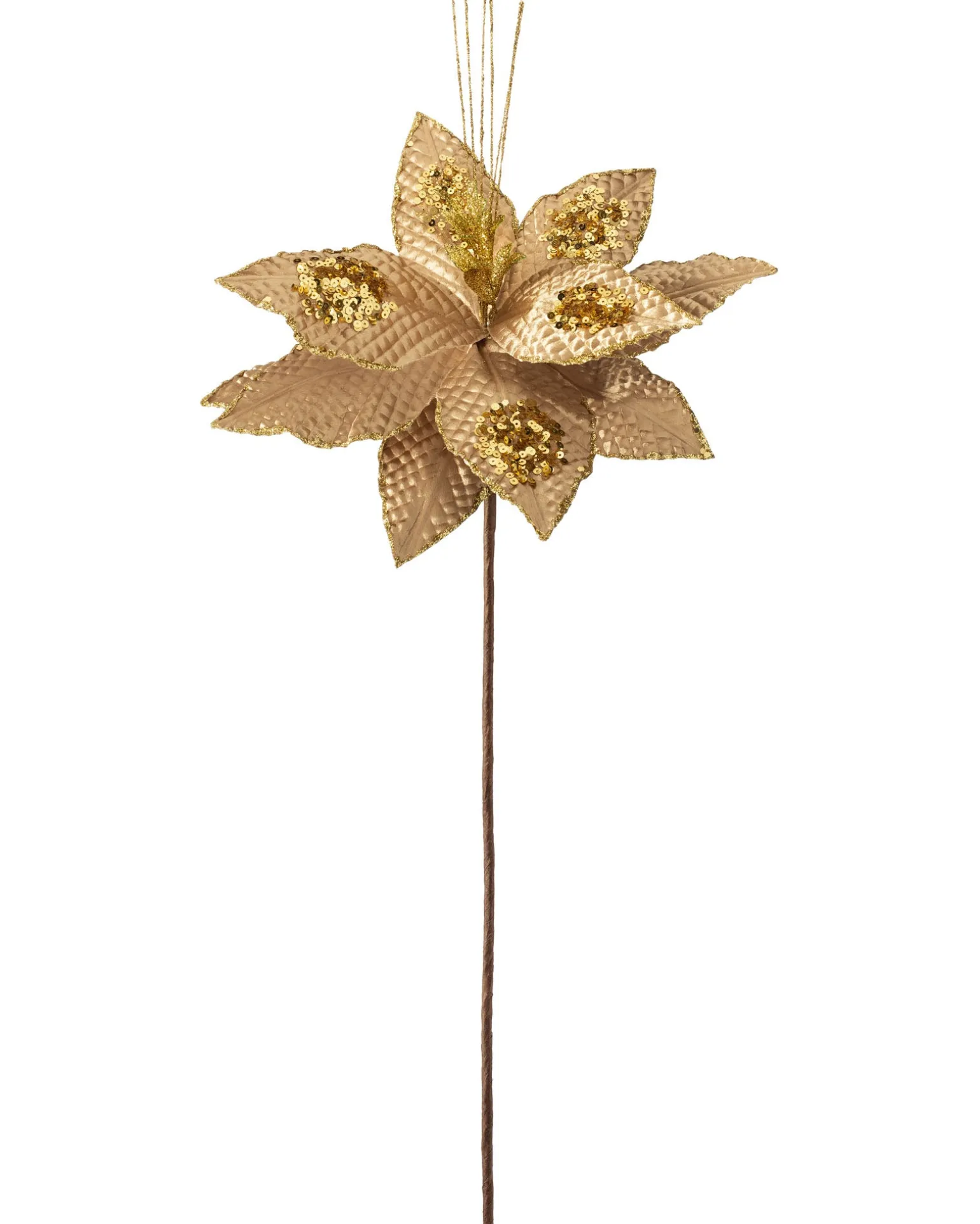Artificial Poinsettia Flower, Gold, 30 Cm