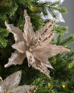 Artificial Poinsettia Flower, Gold, 32 Cm