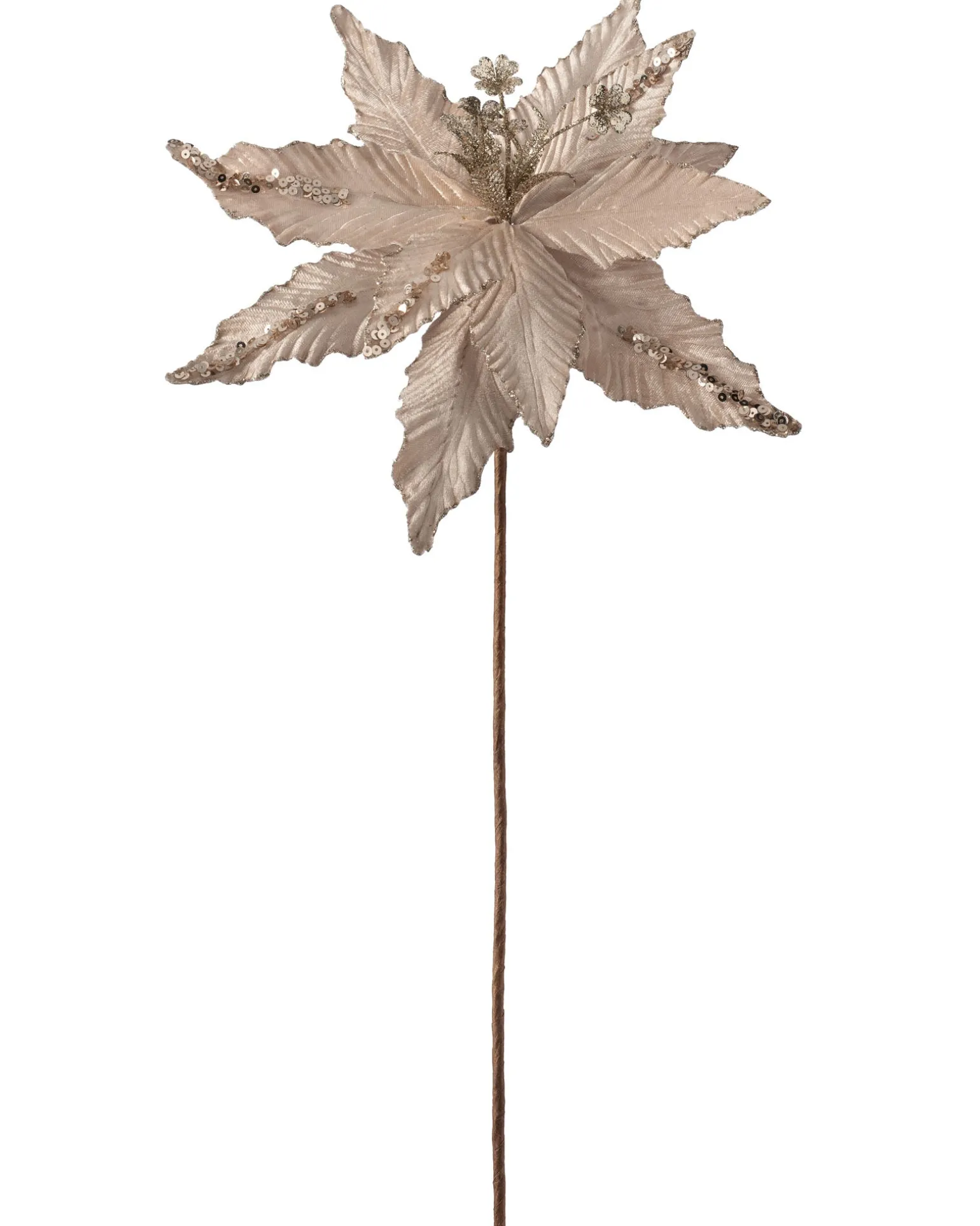 Artificial Poinsettia Flower, Gold, 32 Cm