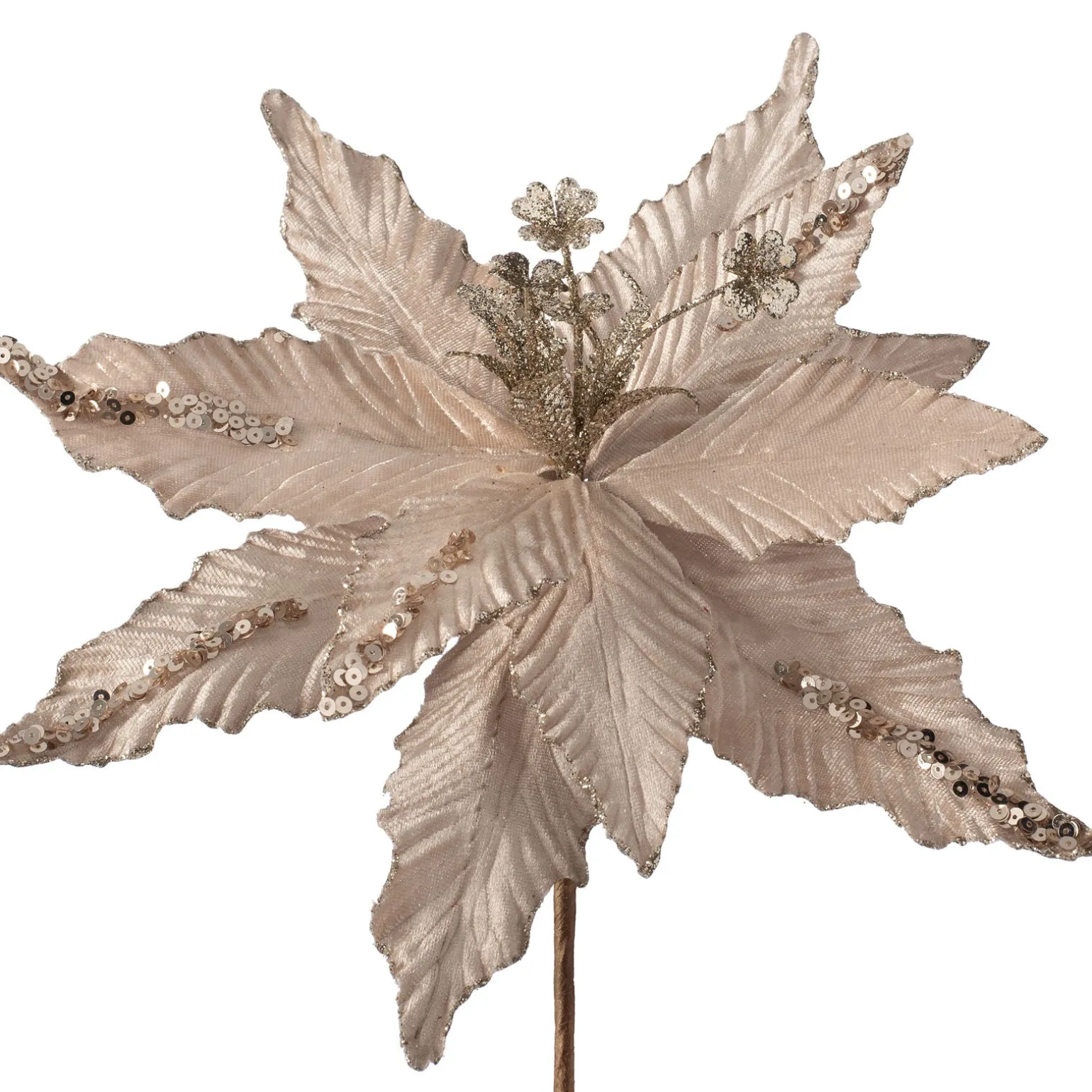 Artificial Poinsettia Flower, Gold, 32 Cm