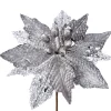 Artificial Poinsettia Flower, Silver, 29 Cm