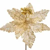 Artificial Poinsettia Flower, White And Gold, 32 Cm