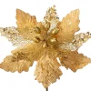 Artificial Poinsettia Flower, Gold, 32 Cm