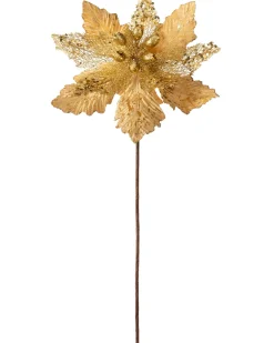 Artificial Poinsettia Flower, Gold, 32 Cm