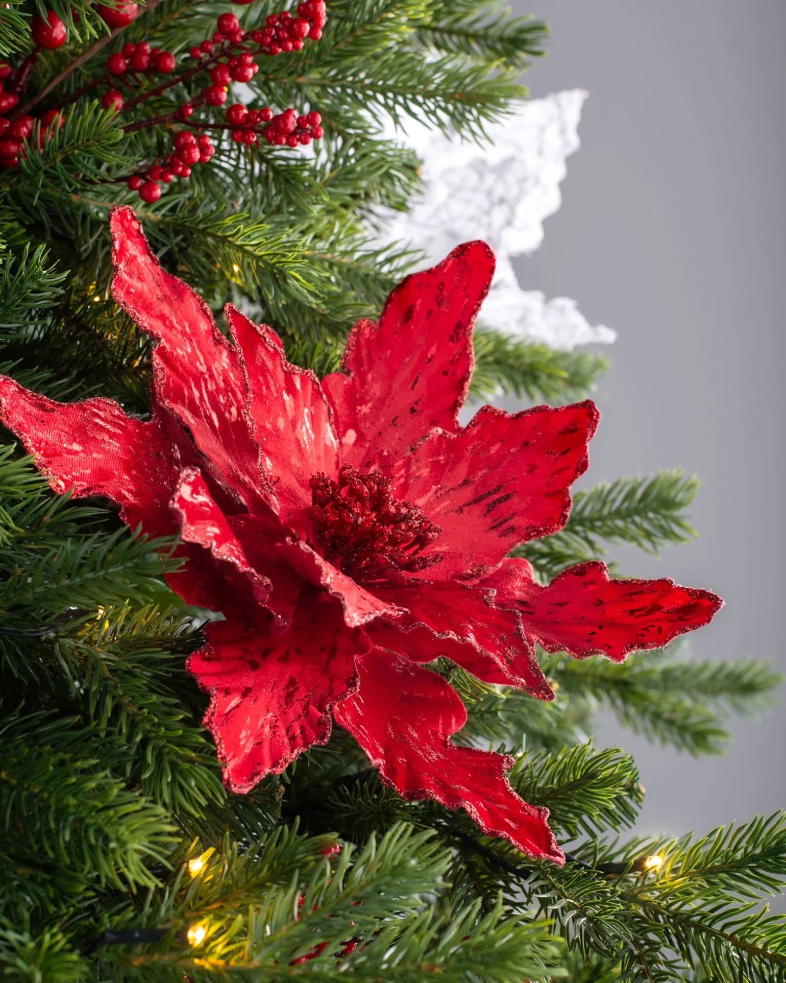 Artificial Poinsettia Flower, Red, 30 Cm