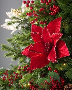 Artificial Poinsettia Flower, Red, 30 Cm