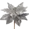 Artificial Poinsettia Flower, Silver, 29 Cm