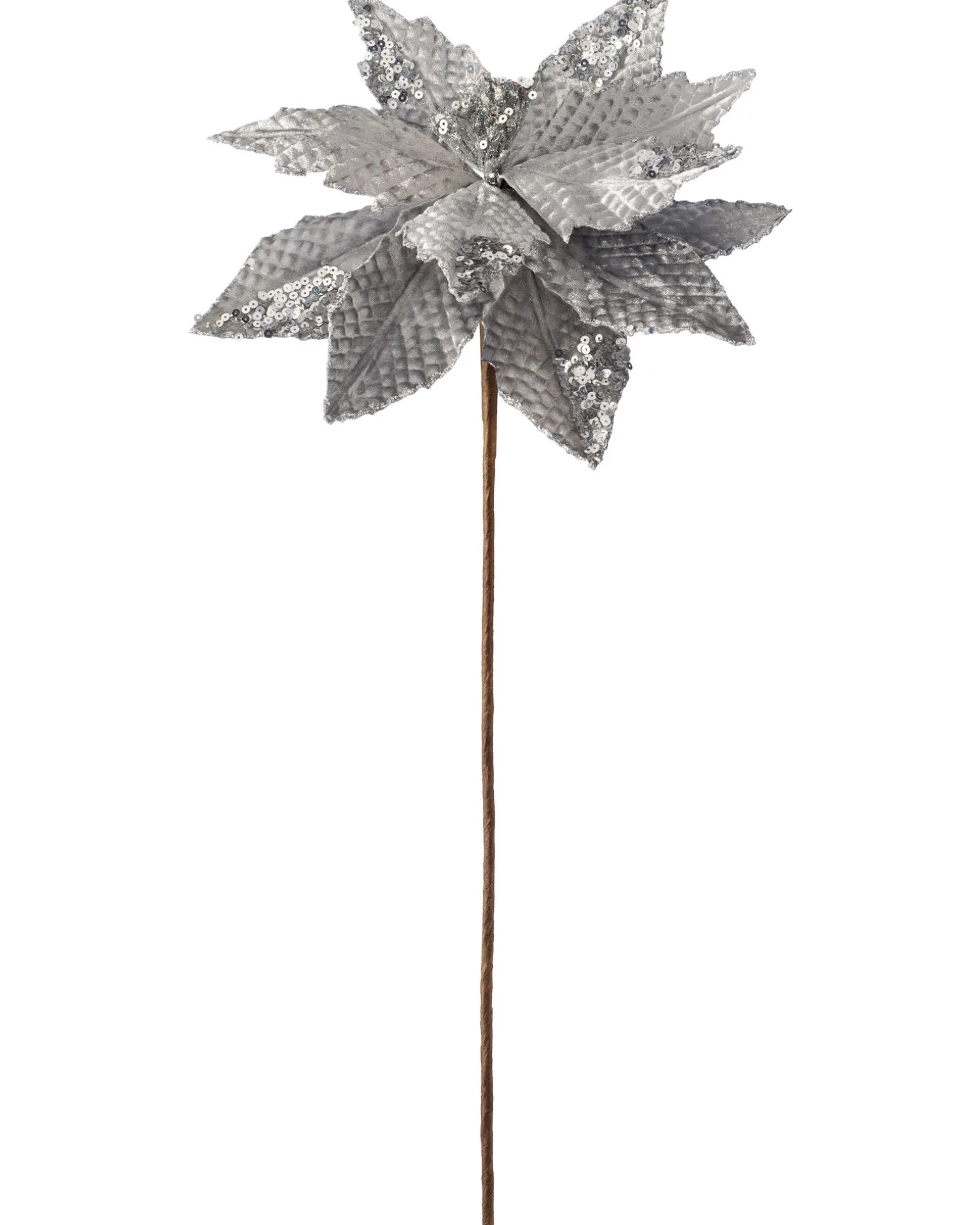 Artificial Poinsettia Flower, Silver, 29 Cm