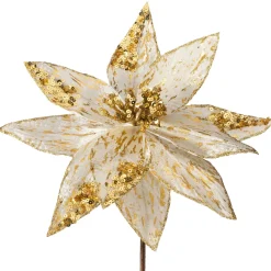 Artificial Poinsettia Flower, Gold, 28 Cm