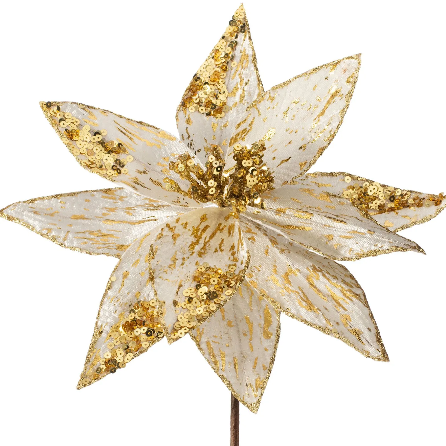 Artificial Poinsettia Flower, Gold, 28 Cm