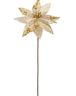 Artificial Poinsettia Flower, Gold, 28 Cm