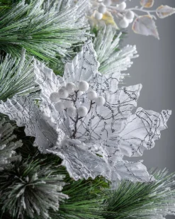 Artificial Poinsettia Flower, White, 32 Cm
