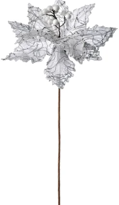 Artificial Poinsettia Flower, White, 32 Cm