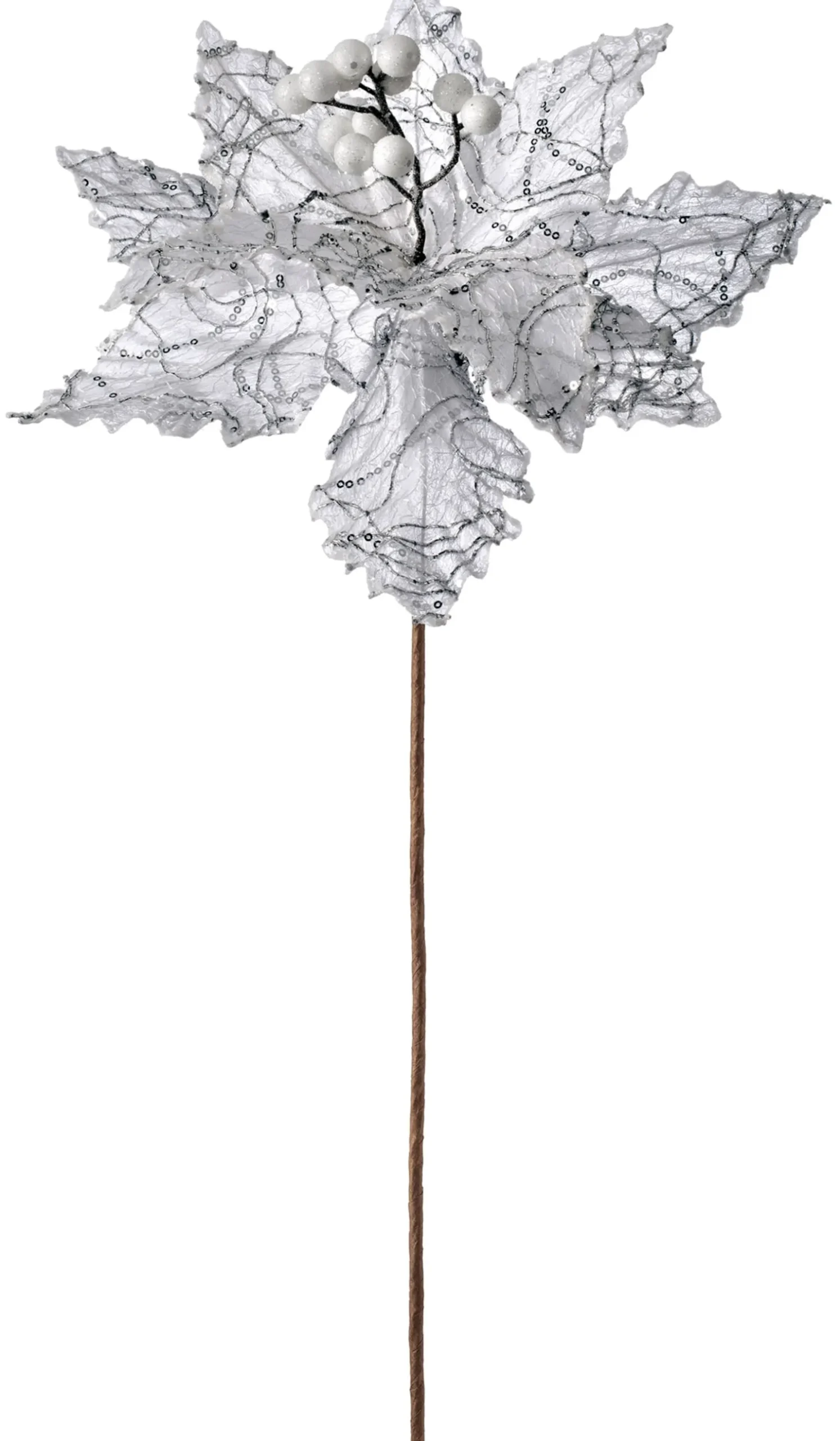 Artificial Poinsettia Flower, White, 32 Cm