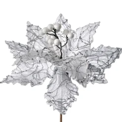 Artificial Poinsettia Flower, White, 32 Cm