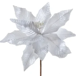 Artificial Poinsettia Flower, White, 34 Cm