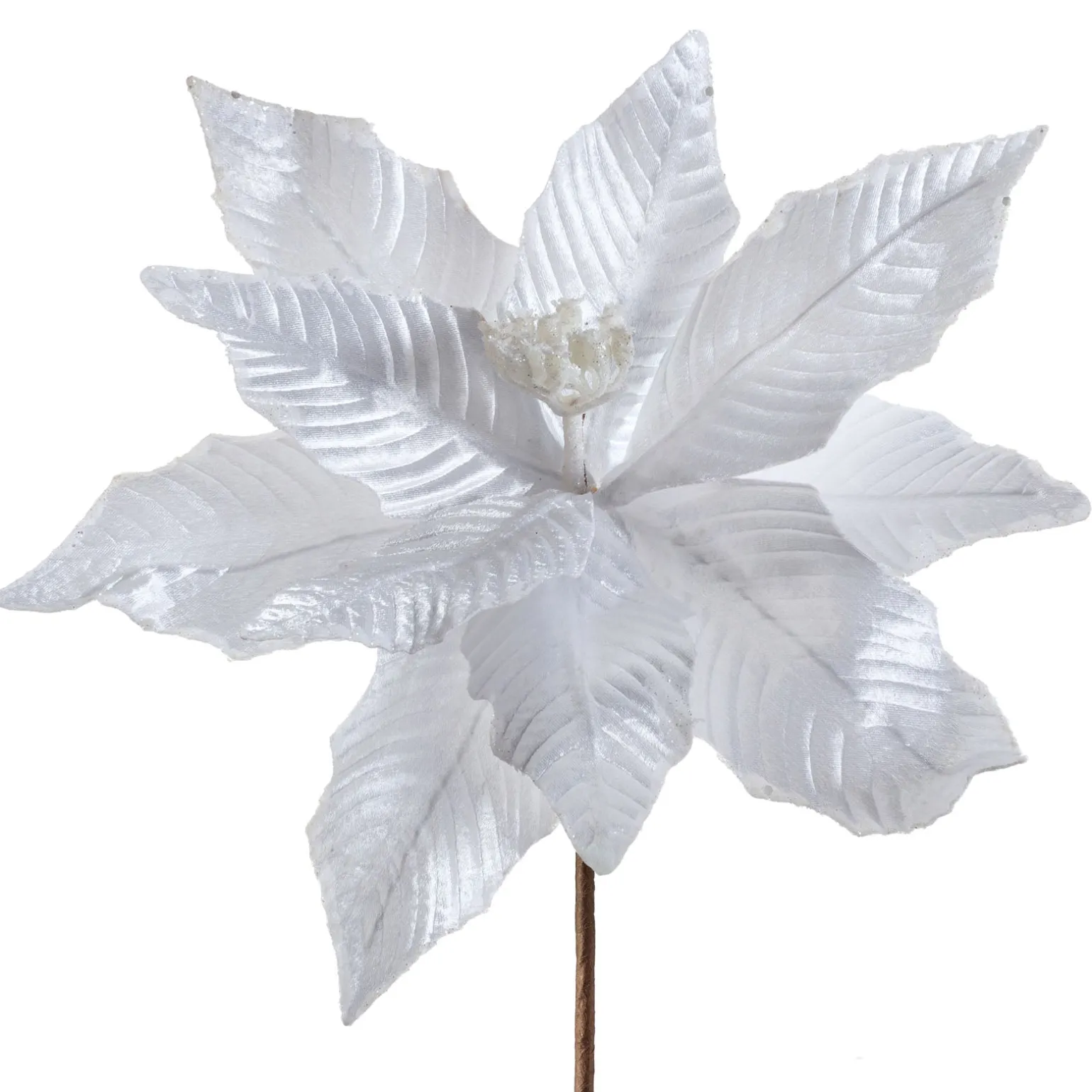 Artificial Poinsettia Flower, White, 34 Cm