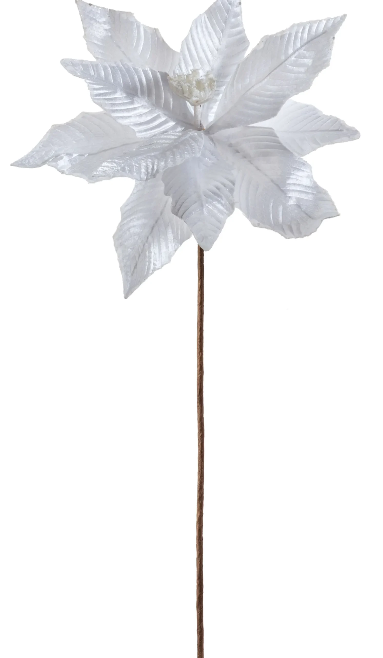 Artificial Poinsettia Flower, White, 34 Cm