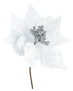 Artificial Poinsettia Flower, White, 26 Cm