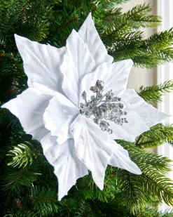 Artificial Poinsettia Flower, White, 26 Cm