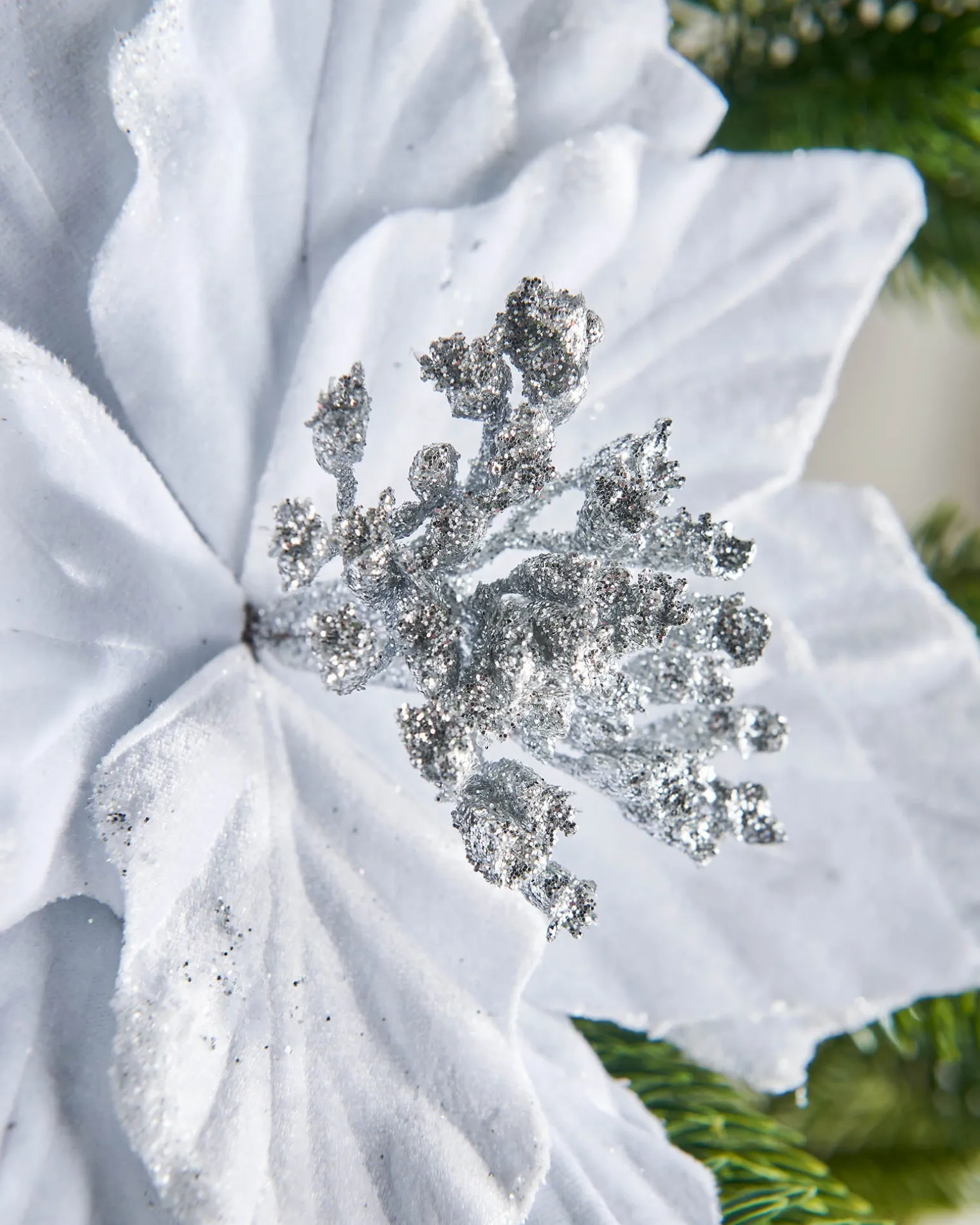 Artificial Poinsettia Flower, White, 26 Cm