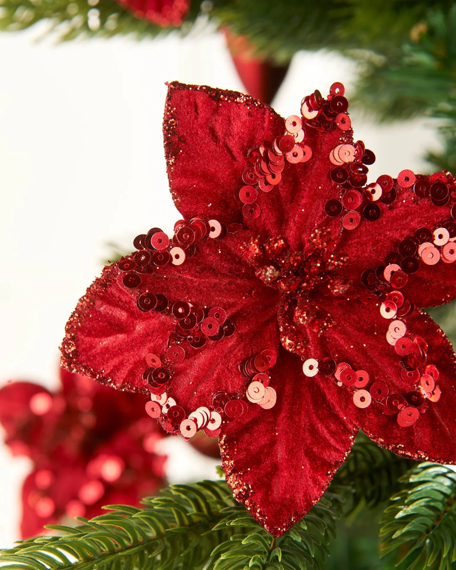 Artificial Red Poinsettia Flower With Clip, 3 Pack, 12 Cm