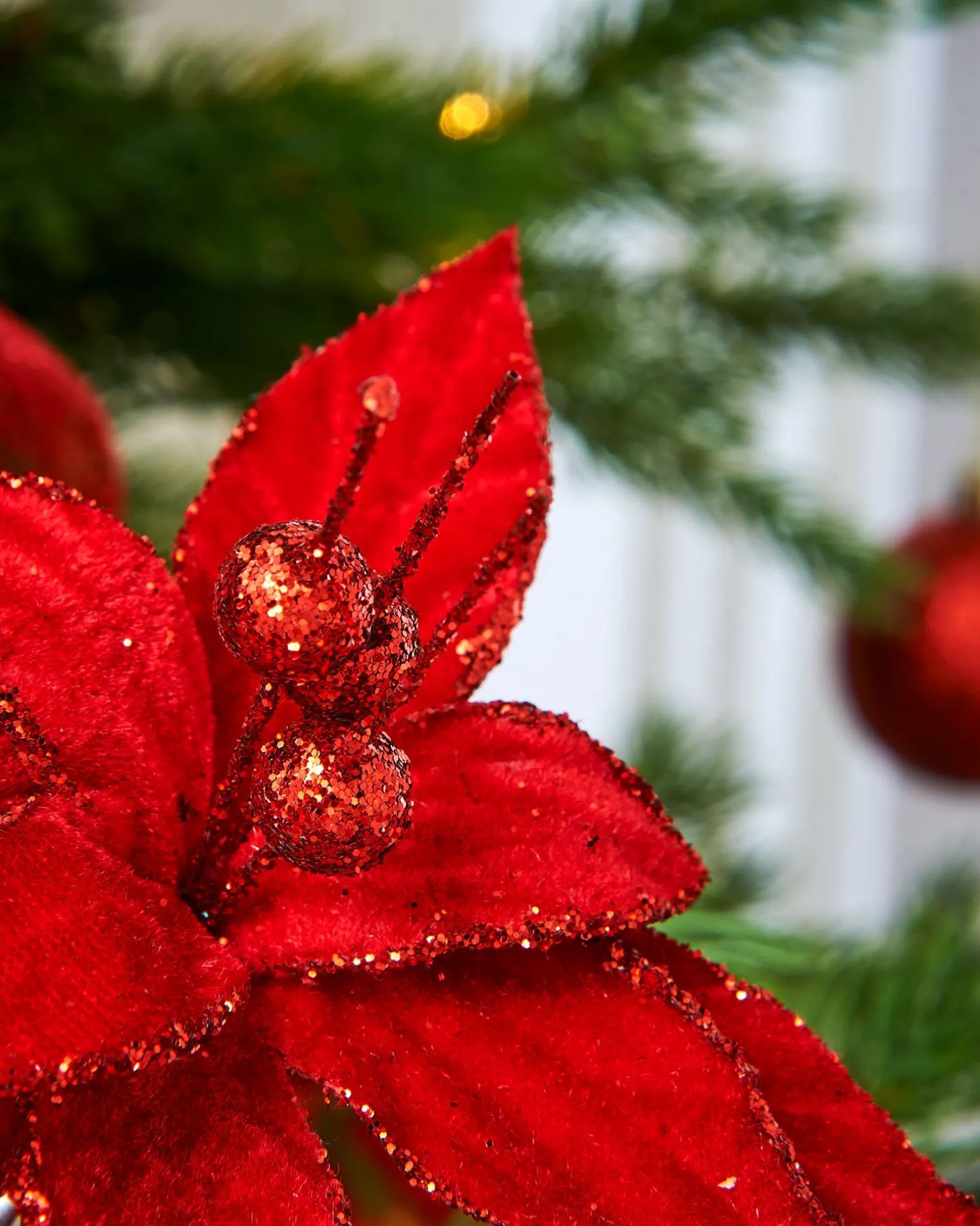 Artificial Red Poinsettia Flower With Clip, 3 Pack, 12 Cm