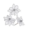 Artificial White Poinsettia Flower With Clip, 3 Pack, 12 Cm