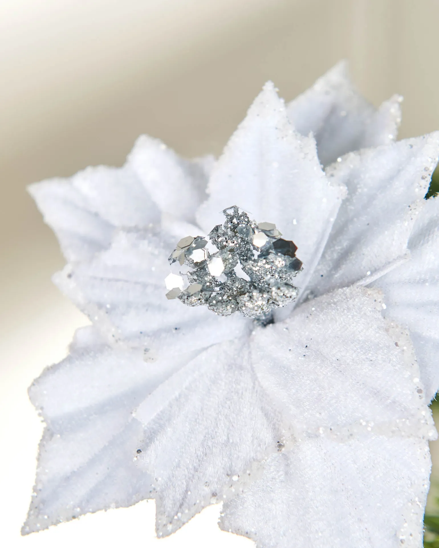 Artificial White Poinsettia Flower With Clip, 3 Pack, 12 Cm