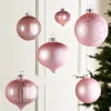 Baby Pink Glass Baubles, 6 Pack, 10 Cm