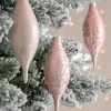Baby Pink Glass Baubles, 5 Pack, 15 Cm