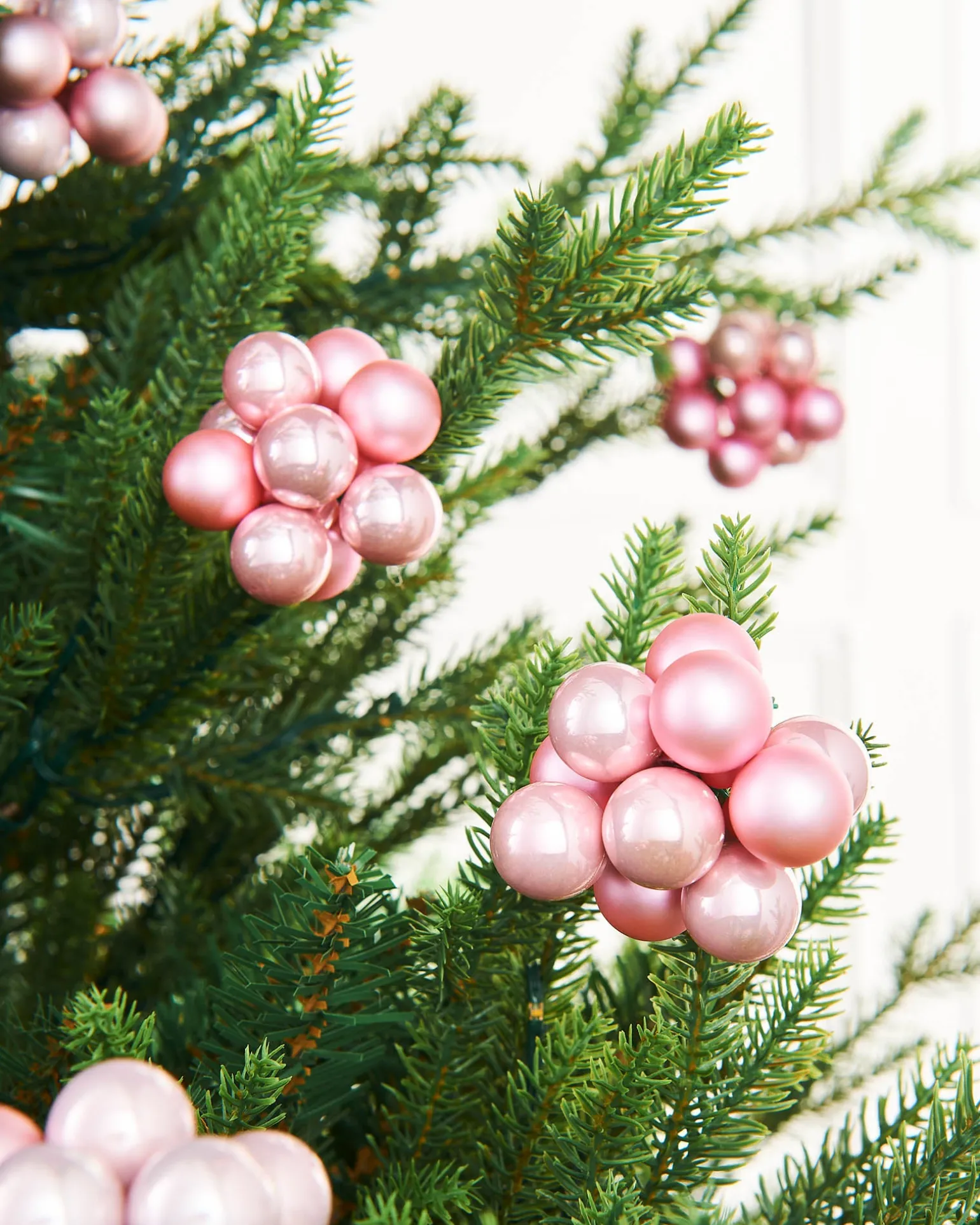 Baby Pink Glass Berry Cluster Baubles, 10 Pack