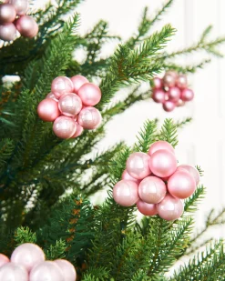 Baby Pink Glass Berry Cluster Baubles, 10 Pack