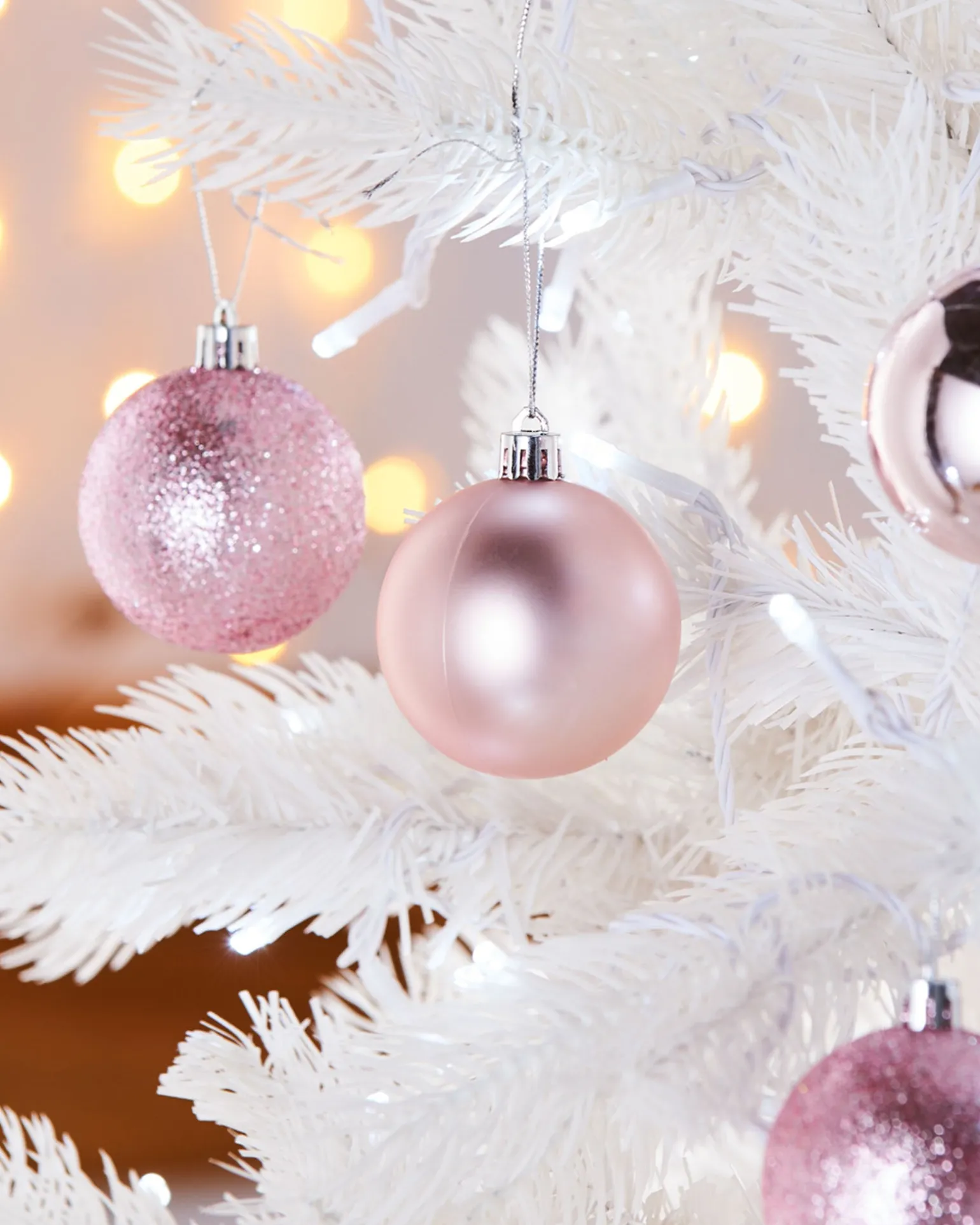Baby Pink Shatterproof Baubles, 42 Pack, 6 Cm