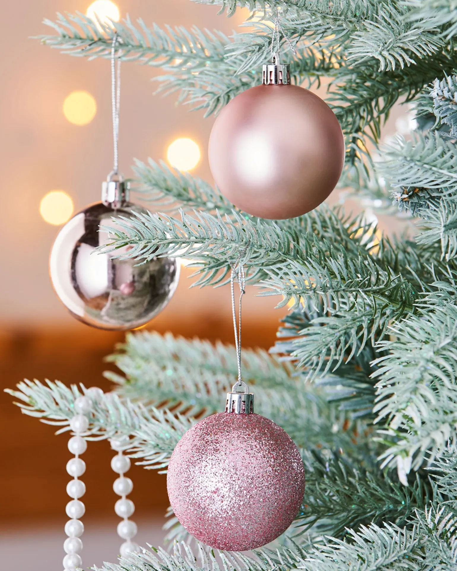 Baby Pink Shatterproof Baubles, 42 Pack, 6 Cm