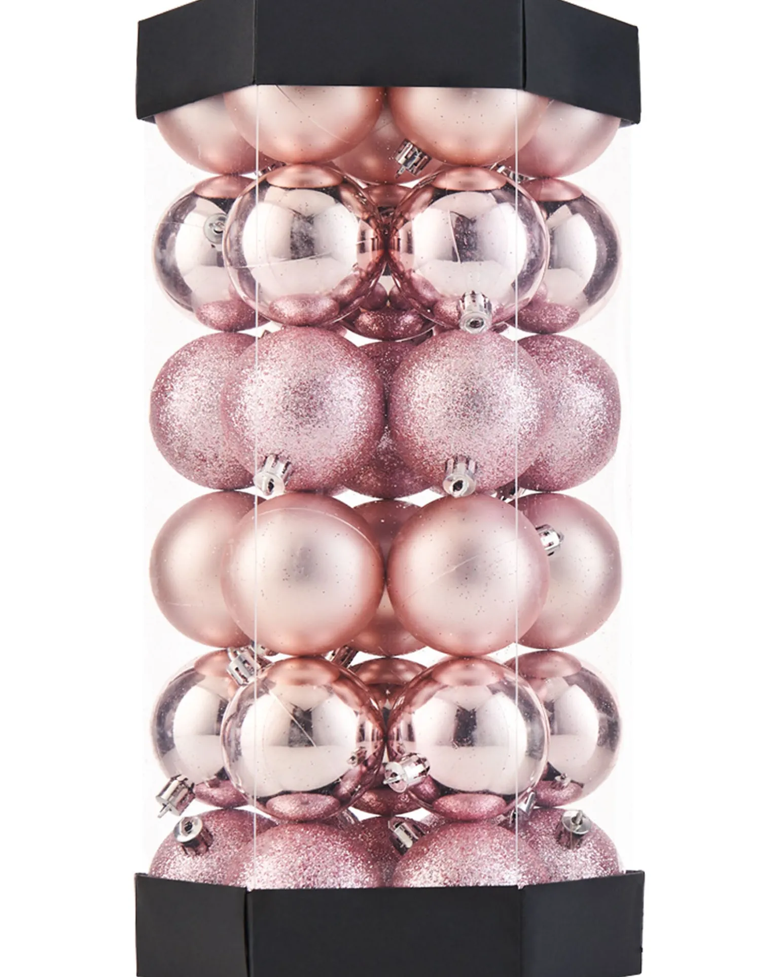 Baby Pink Shatterproof Baubles, 42 Pack, 6 Cm