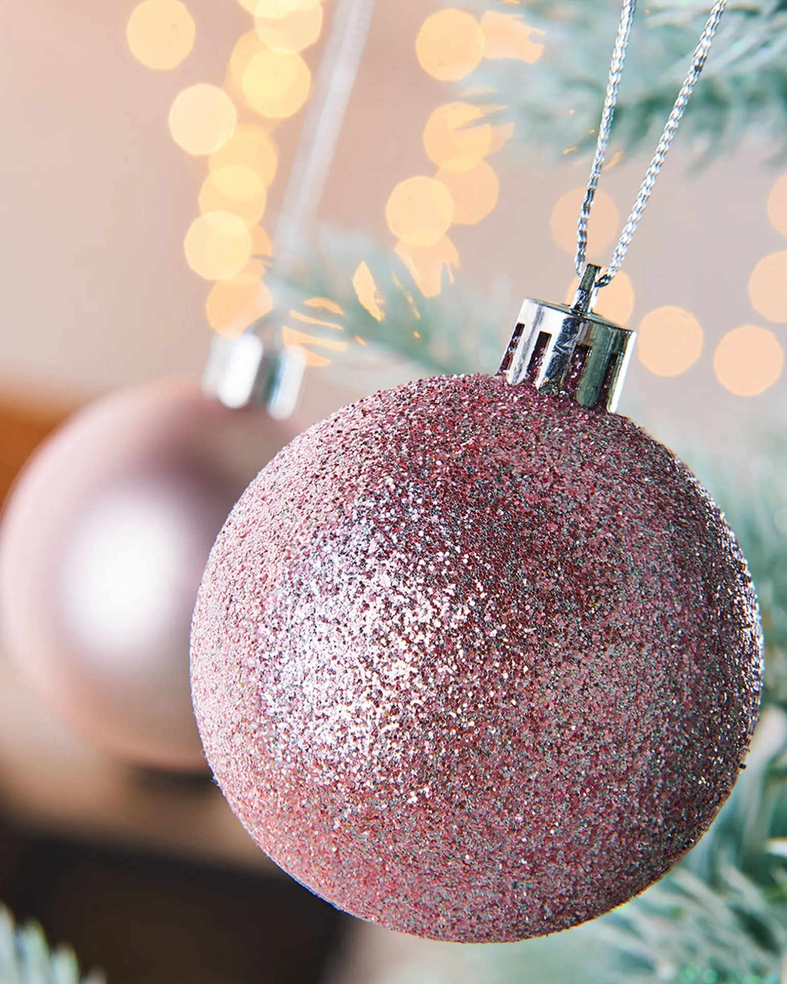 Baby Pink Shatterproof Baubles, 42 Pack, 6 Cm