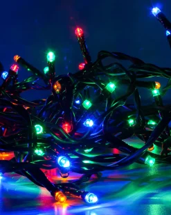 Battery Operated Multi-Function 100 LED Light String With Timer, Multi-Coloured