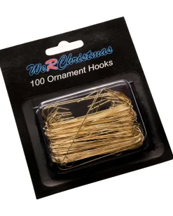 Bauble Ornament Hooks, Gold, Pack Of 100