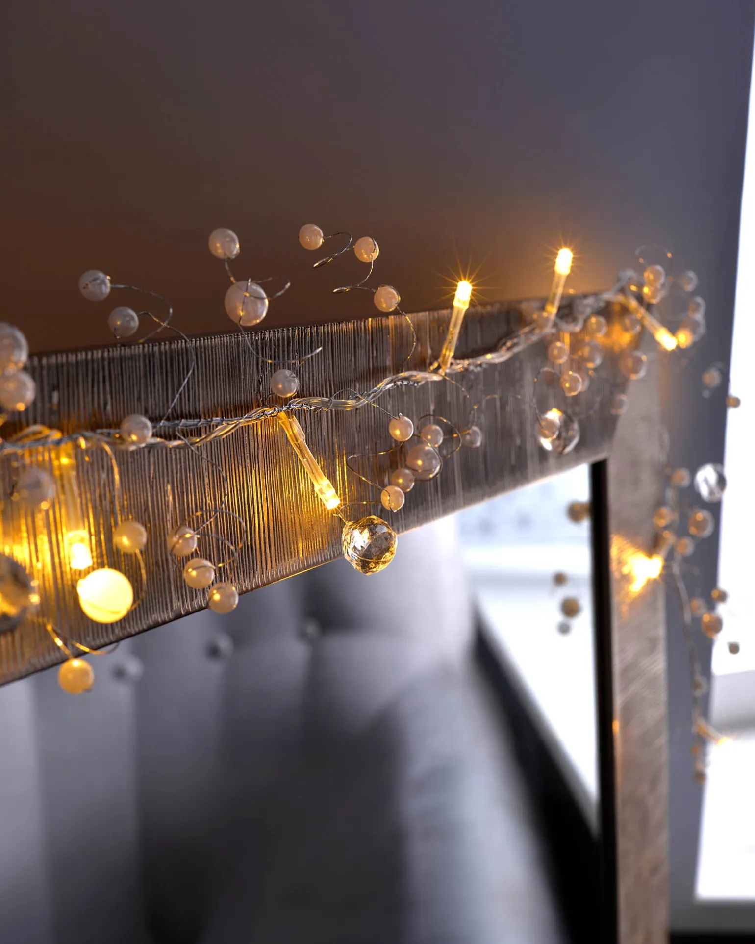Beaded Garland Light String Decoration With 20 LED Lights, 1.8m, Warm White