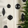 Black Glass Baubles, 20 Pack