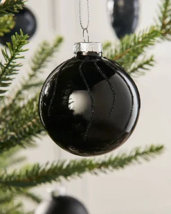 Black Glass Baubles, 20 Pack
