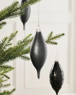 Black Glass Baubles, 5 Pack, 15 Cm