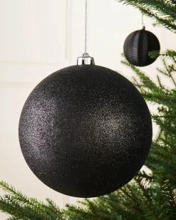 Black Large Glitter Shatterproof Bauble, 20 Cm