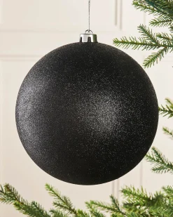 Black Large Glitter Shatterproof Bauble, 20 Cm