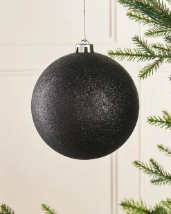Black Large Glitter Shatterproof Bauble, 15 Cm