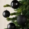 Black Shatterproof Baubles, 9 Pack, 10 Cm