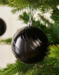 Black Shatterproof Baubles, 16 Pack, 8 Cm