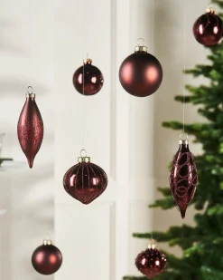Burgundy Glass Baubles, 20 Pack